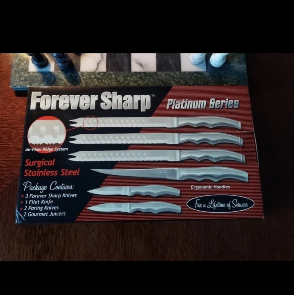 FOREVER SHARP PLATINUM SERIES 8 PC SURGICAL STAINLESS STEEL CULINARY KNIVES SET